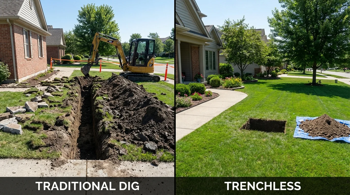 Trenchless sewer repair with minimal yard damage versus traditional excavation in Dawsonville, GA